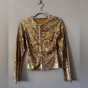 Gold Sequin Long Sleeve Top